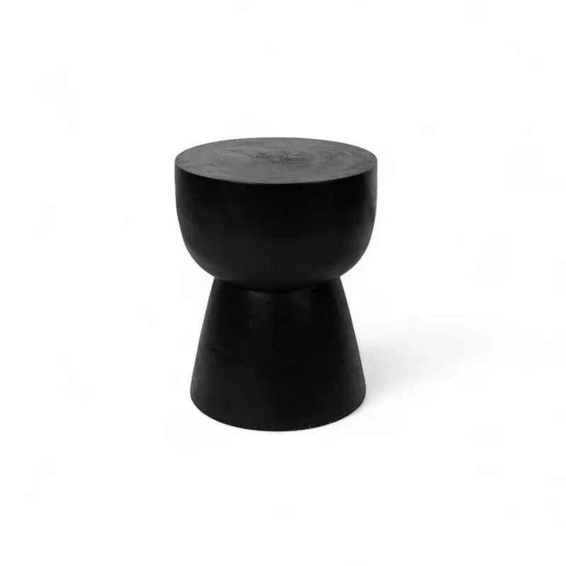 Handcrafted black wooden stool with modern, minimalist design from Kayu Living