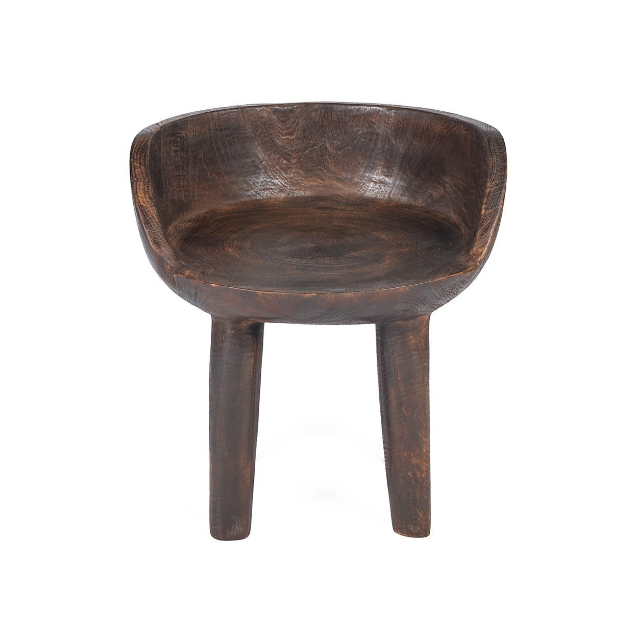 Dark walnut Bazar Bizar Antwerp The Sit Happens Low Chair with sleek wooden frame and cushioned seat, modern and stylish design.