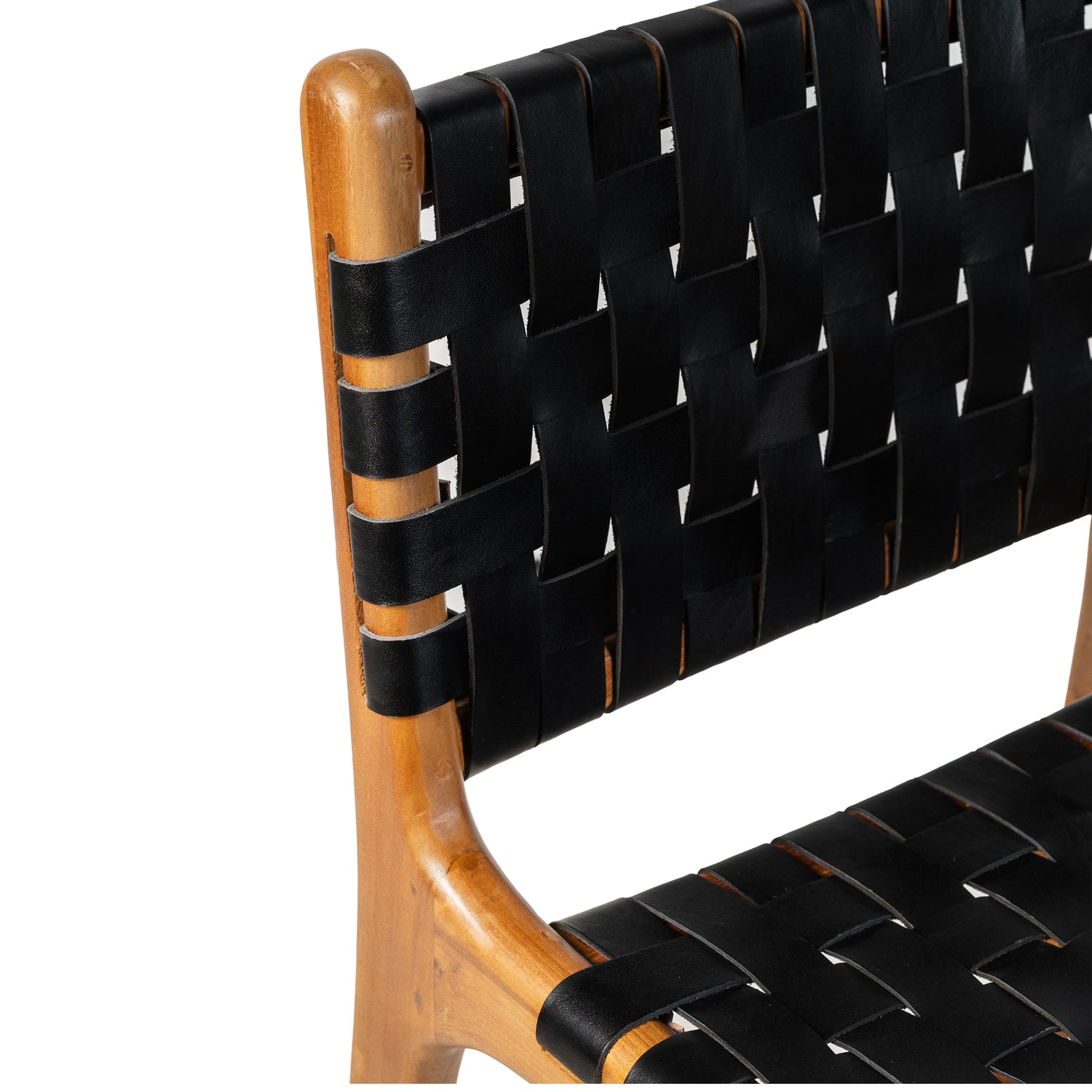 Counter Stool 'Umalas' in Teak and Leather