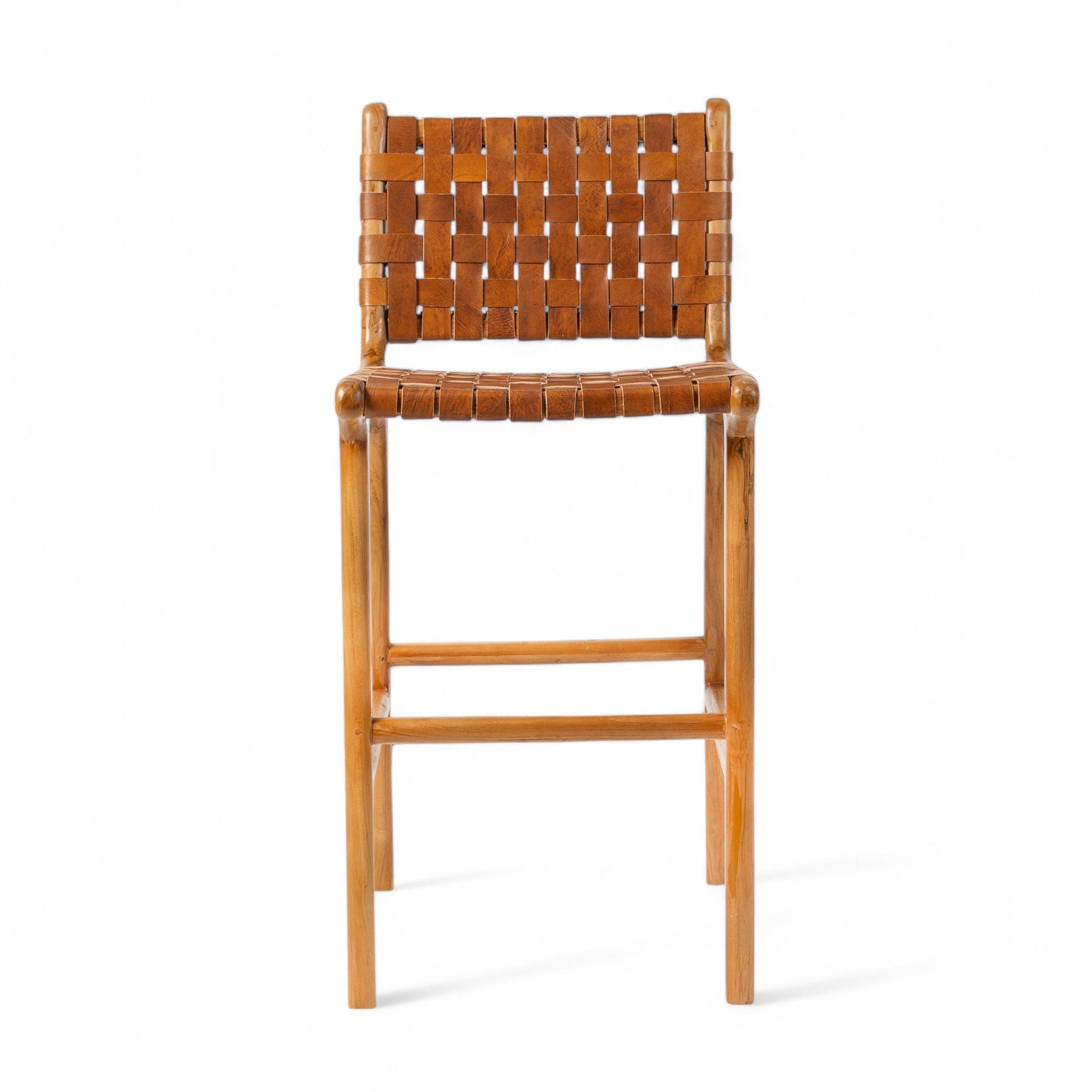 Kökspall 'Sanur' i teak och läder