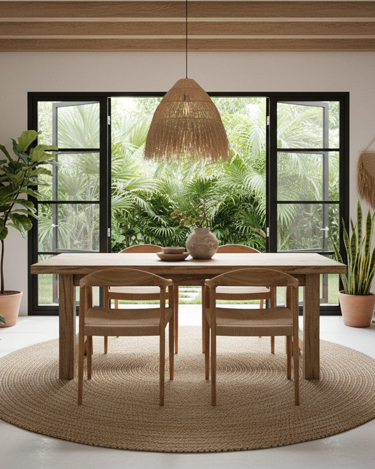 Stol 'Cemagi' i teak och rep