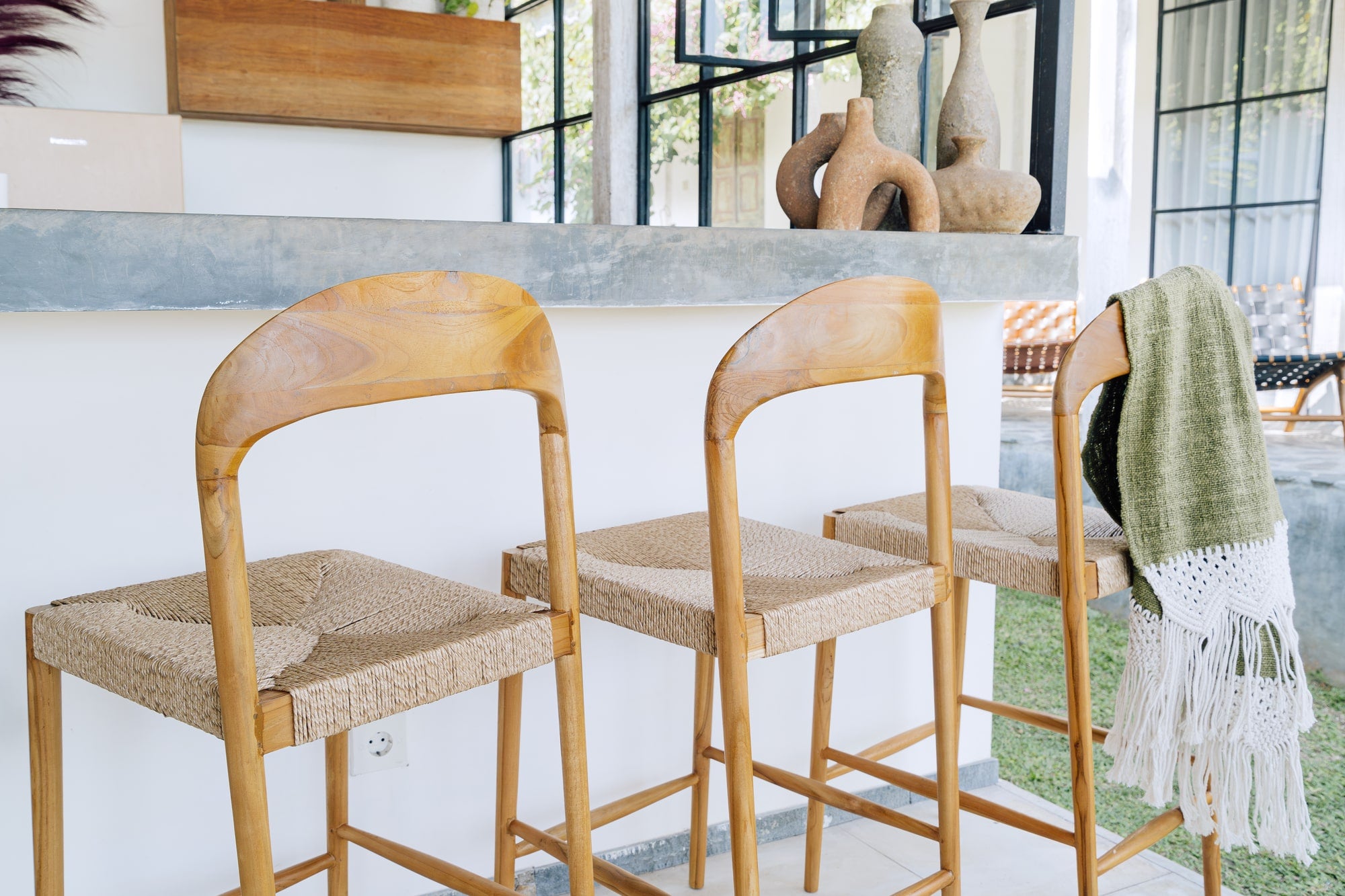 Counter Stool 'Cemagi' in Teak and Rope