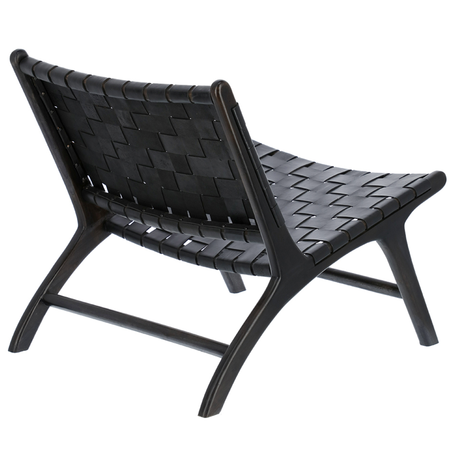 Black woven chair on a white background