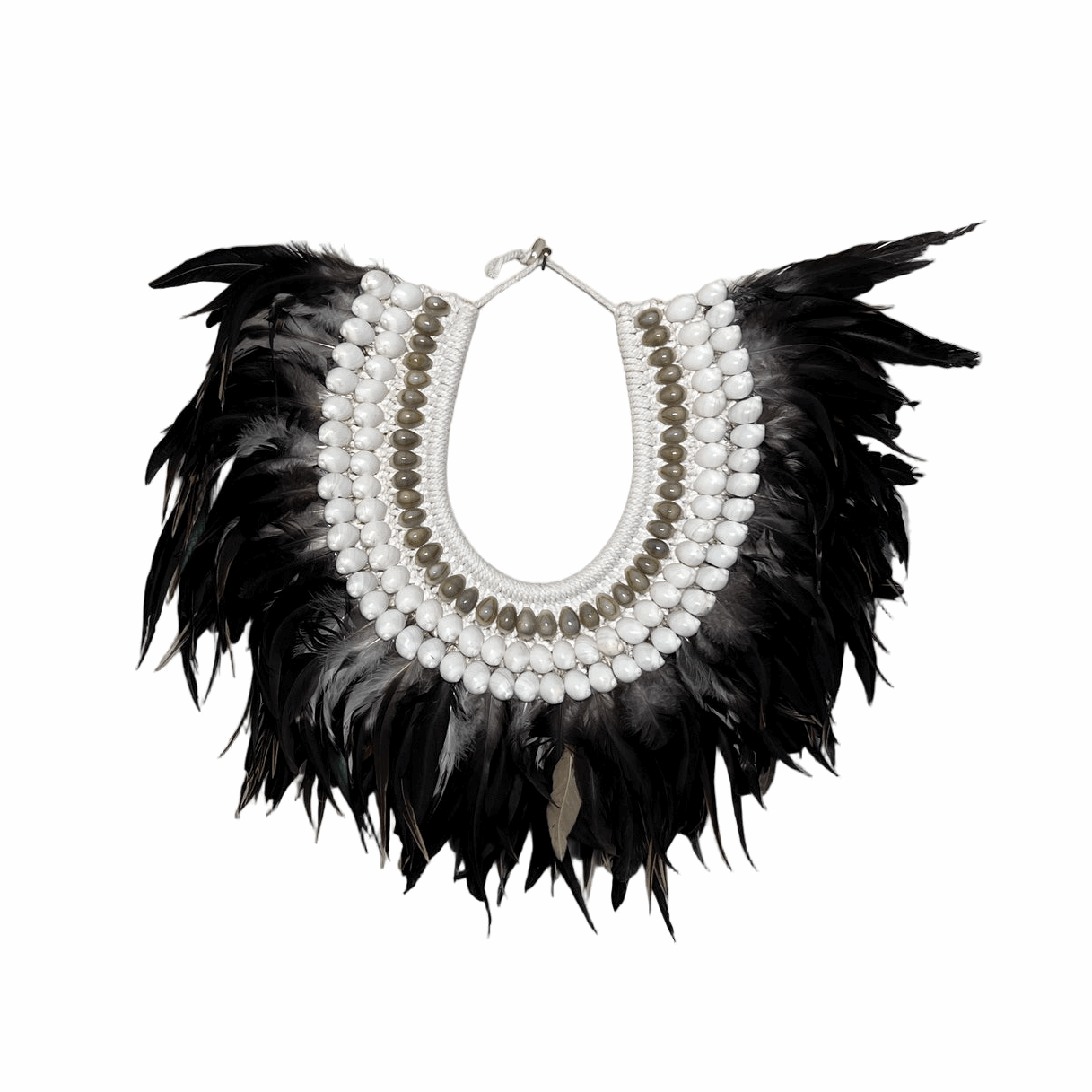 Feather Necklace – Charcoal Ivory - Kayu Living