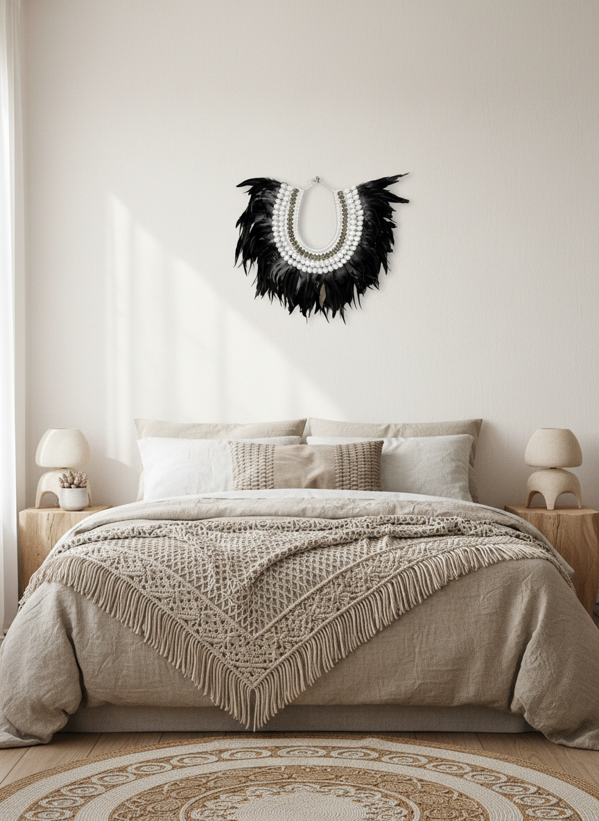 Fjäderhalsband – Träkolsfärgad