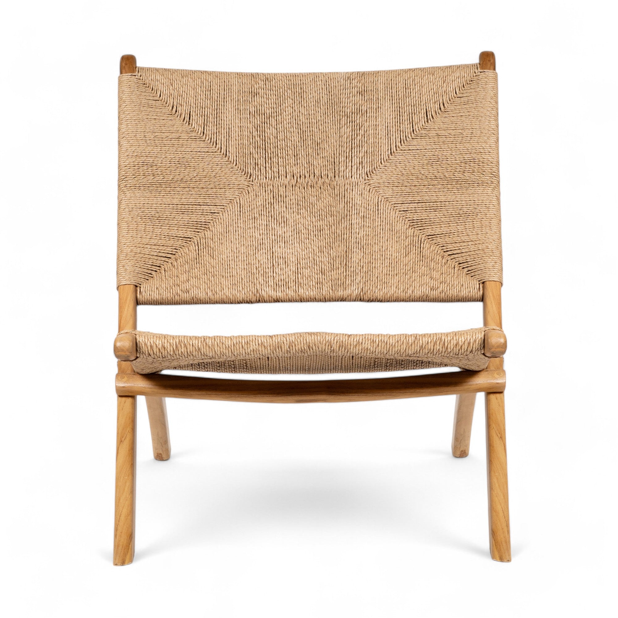 Foldable Lounge Chair 'Cemagi' in Teak and Rope