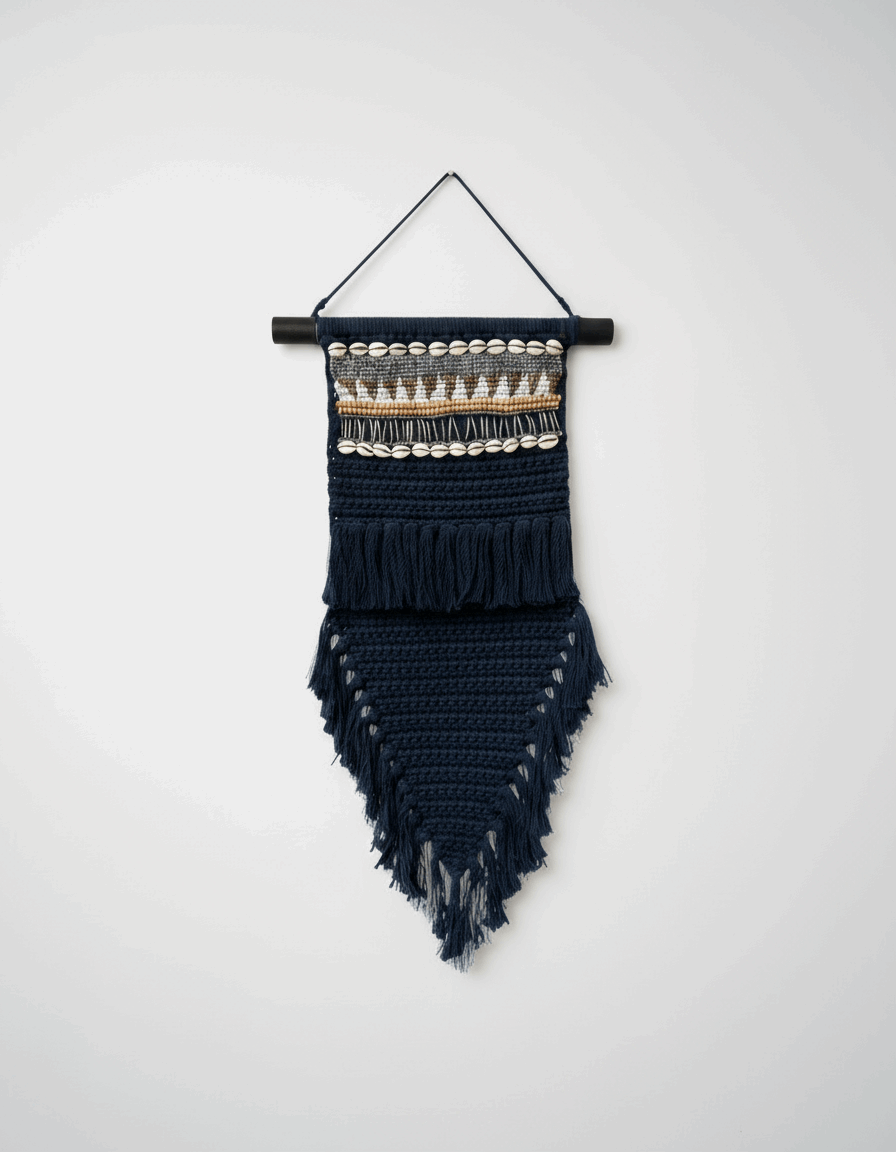 Macrame Wall Hanging - Beads & Shells, 70x30 cm - Kayu Living