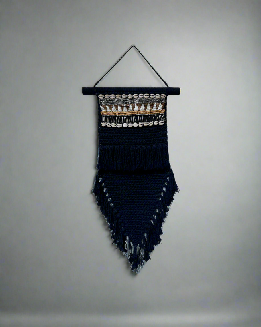 Macrame Wall Hanging - Beads & Shells, 70x30 cm