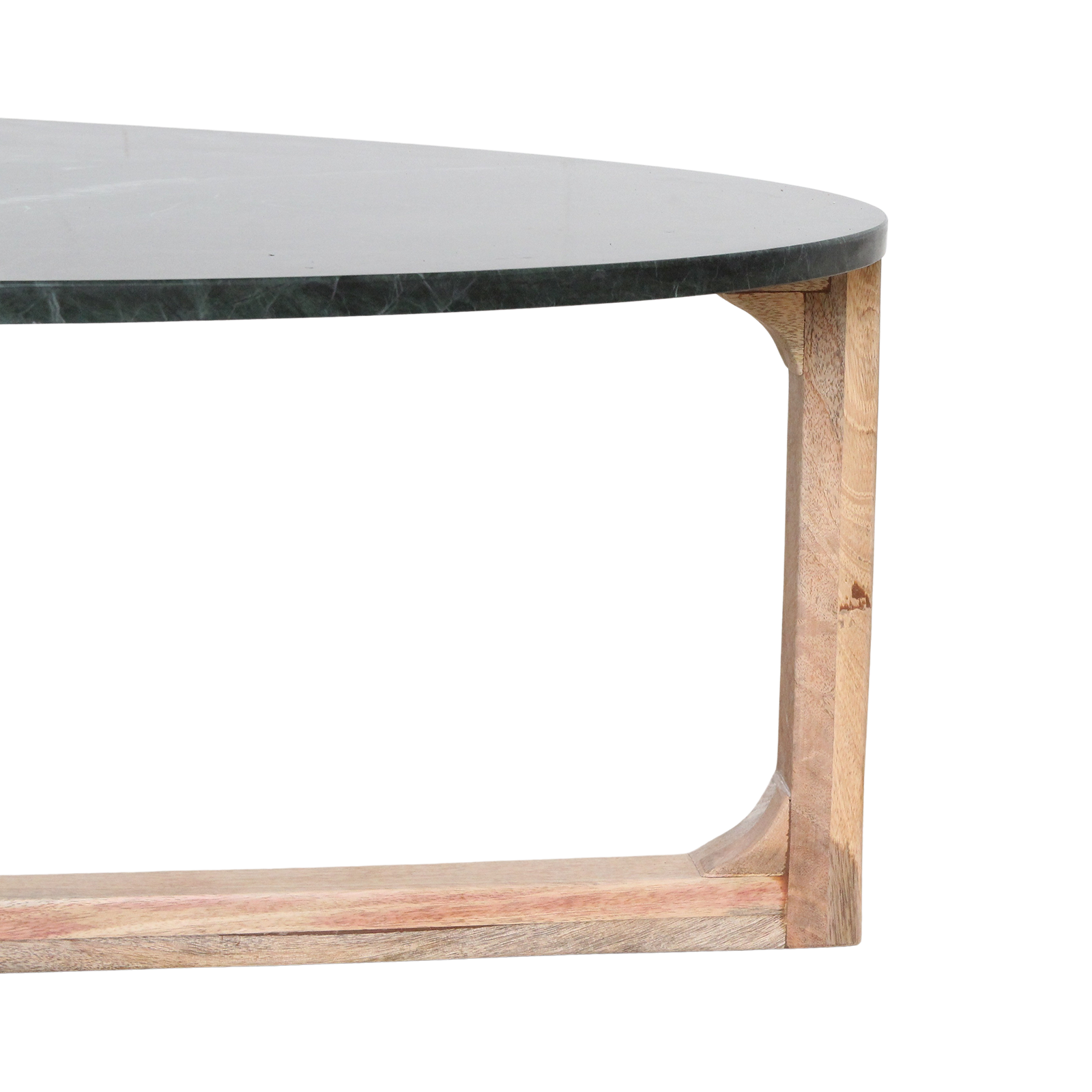 Green marble coffee table by Raw Materials, modern design with polished surface and sturdy base, perfect for living room decor.