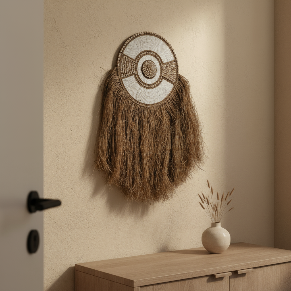 Beaded Shell & Seagrass Decor - White