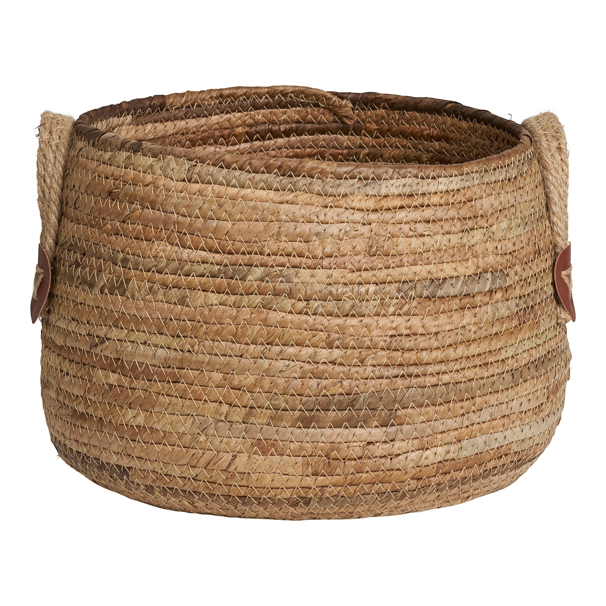 Kayu Living Aosta natural banana-leaf storage basket with durable woven texture and sturdy rope handles