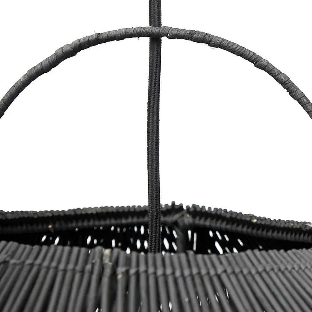 Kayu Living black oversized rattan pendant lamp with sculptural form, ideal for large spaces.
