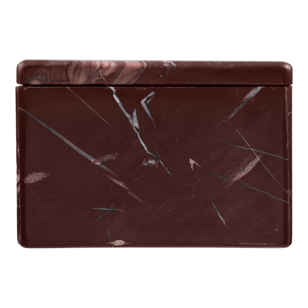 Kayu Living chestnut-red marble jar with natural veining, a durable and stylish storage container for home or office.