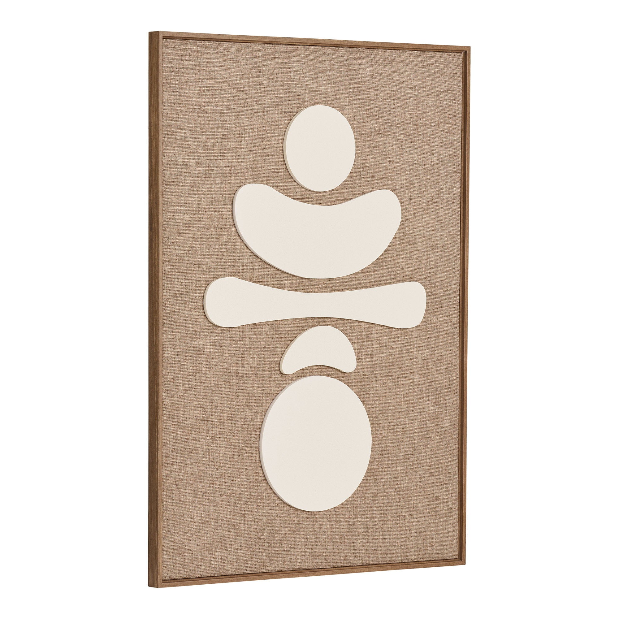 Kayu Living Diva Relief Wall Decoration No.2 featuring abstract beige embossed shapes on a textured brown background.