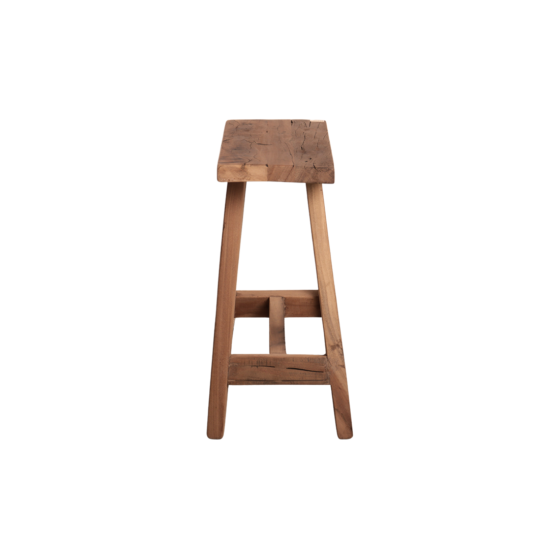 Kayu Living Farmwood 45 cm compact bench made from reclaimed FSC-certified wood with natural knots and rustic patina.