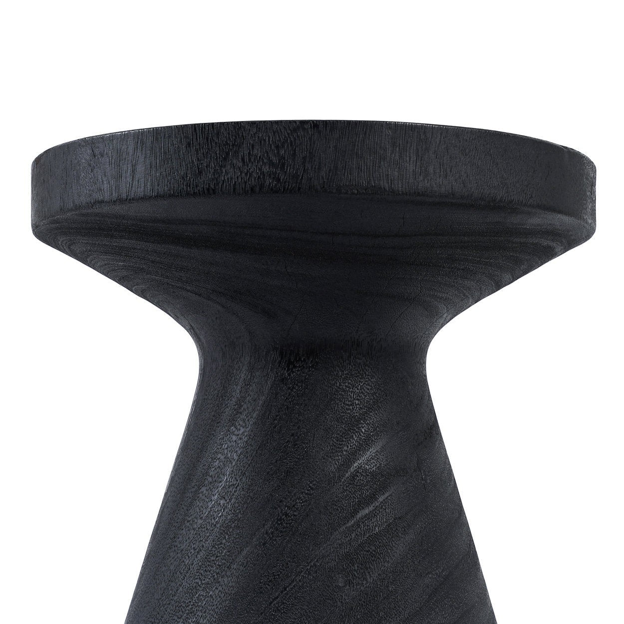 Kayu Living Gravity Side Table in black suar wood with a smooth, modern finish. 40x40x40 cm.