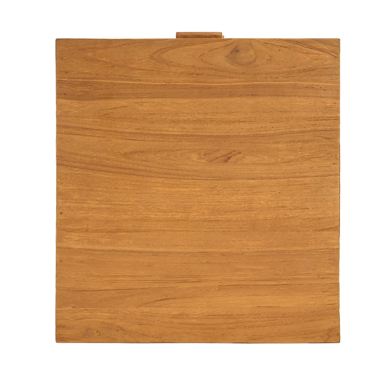 Top-down view of the Kayu Living Harmony Nightstand featuring a natural solid teak wood grain surface.