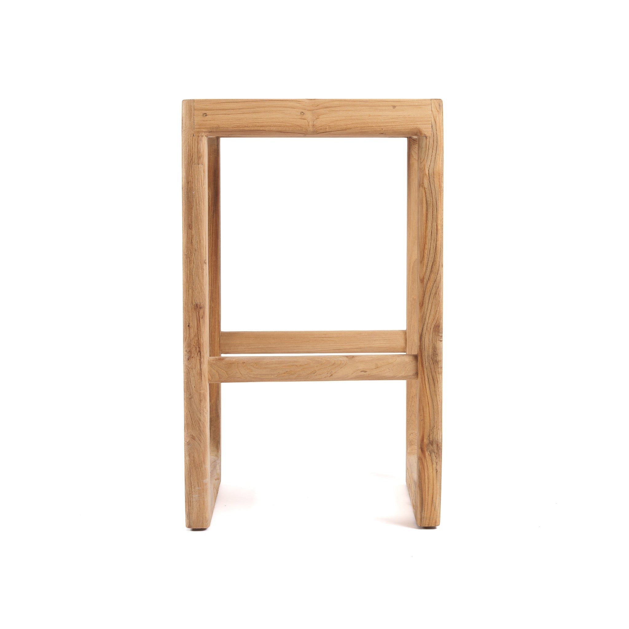 Kayu Living Ithaca bar stool made from natural recycled teak wood with a durable, weather-resistant finish.