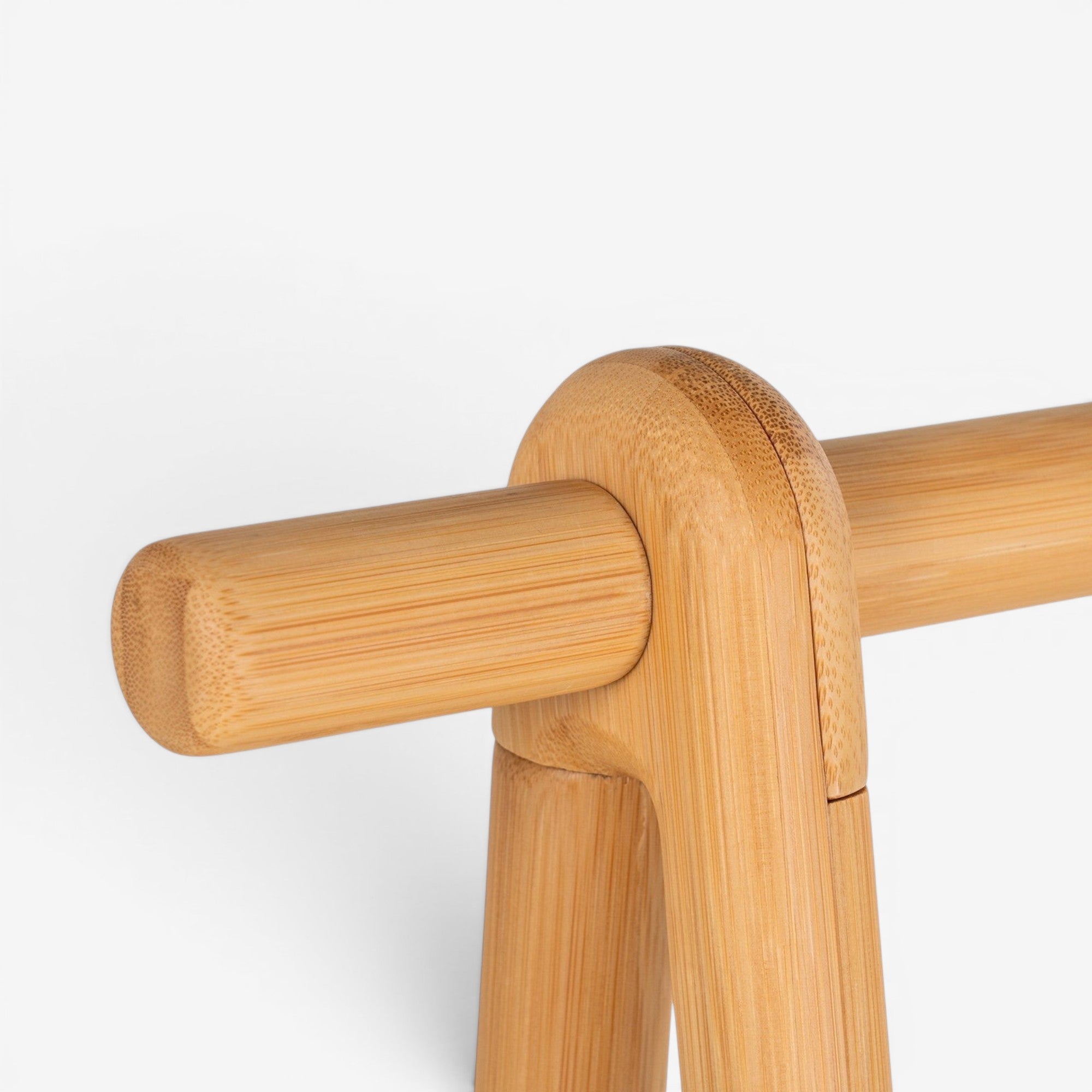 Kayu Living Manaus natural bamboo clothes rack with elegant, durable design. Offers generous hanging and shelf space.