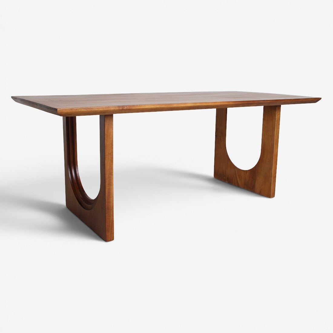 Kayu Living 200cm rectangular dining table made of reclaimed mango wood with a chamfered edge and U-shaped legs.