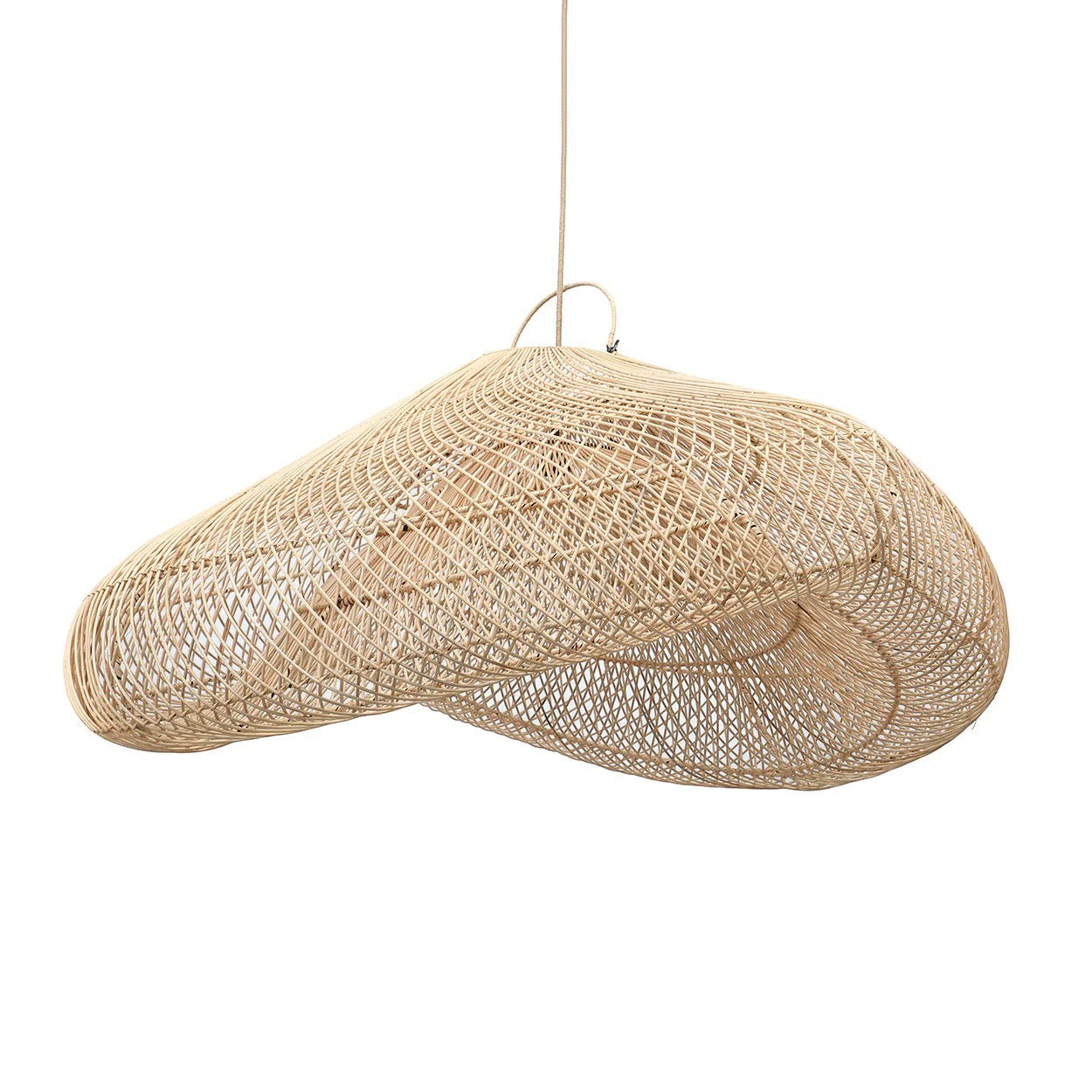 Kayu Living oversized natural rattan cloud pendant lamp, 120cm, boho style.