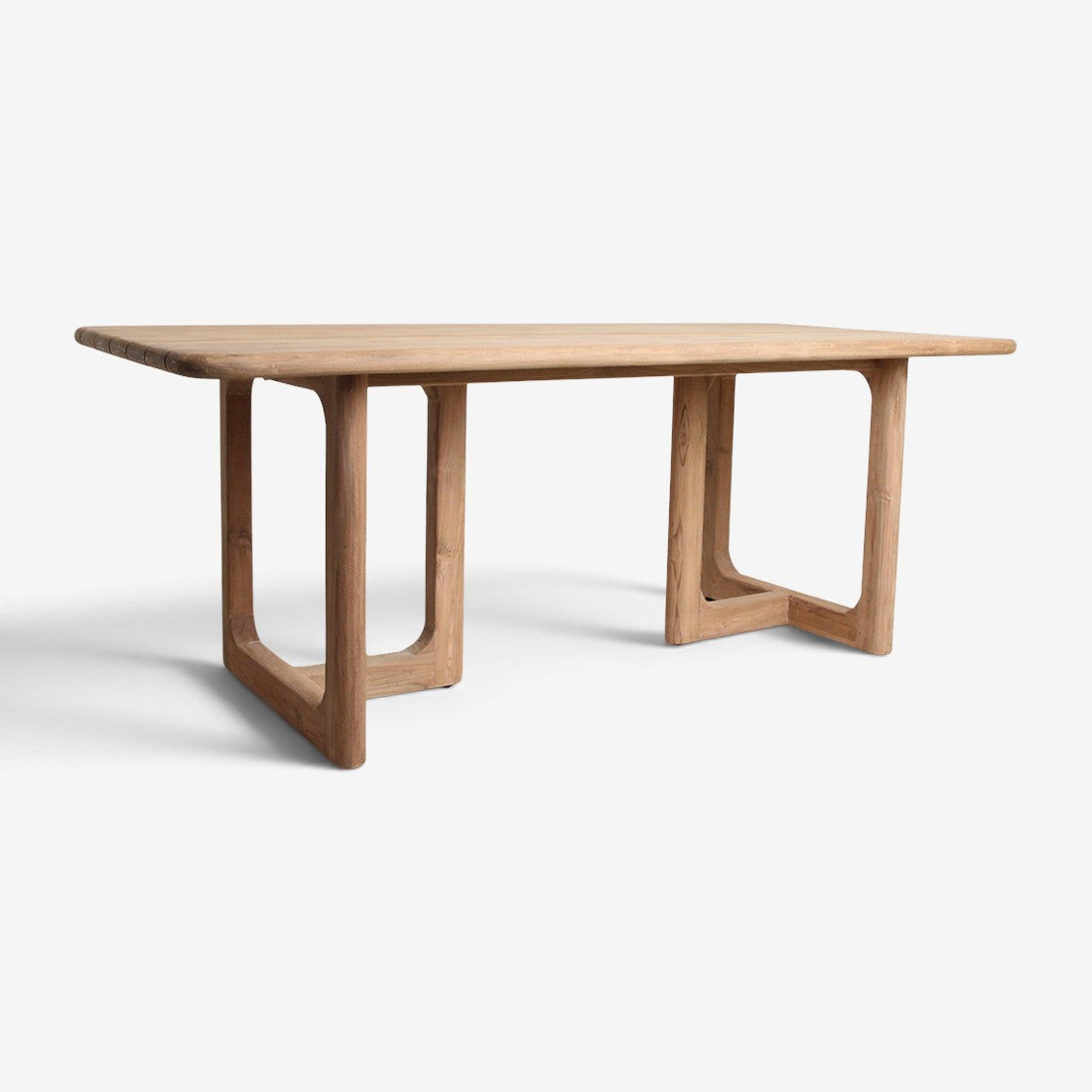 Kayu Living Primavera 200cm garden table made from recycled teak with rounded edges and U-shaped legs.