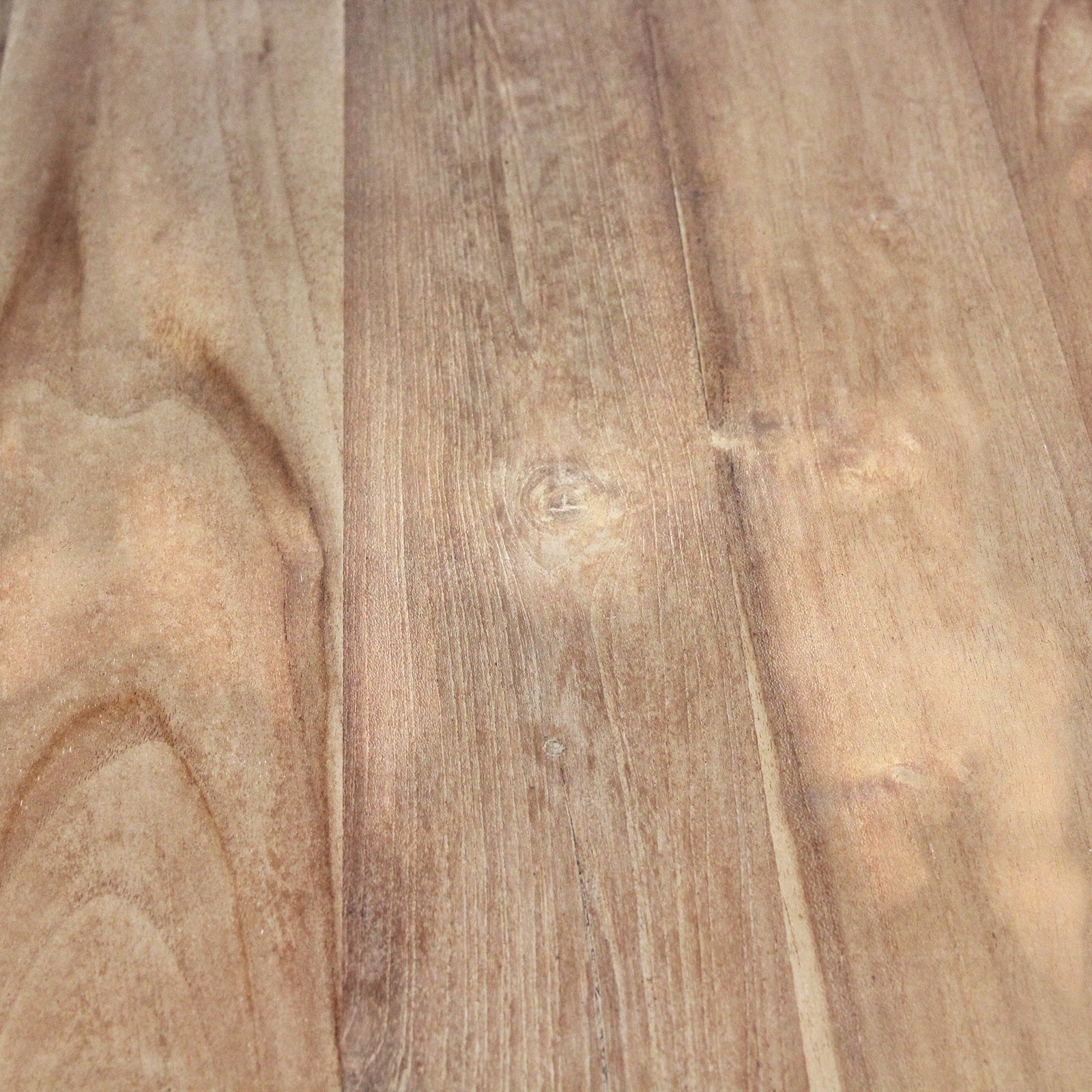 Close-up of the natural wood grain and texture on a Kayu Living Invierno recycled teak dining table surface.