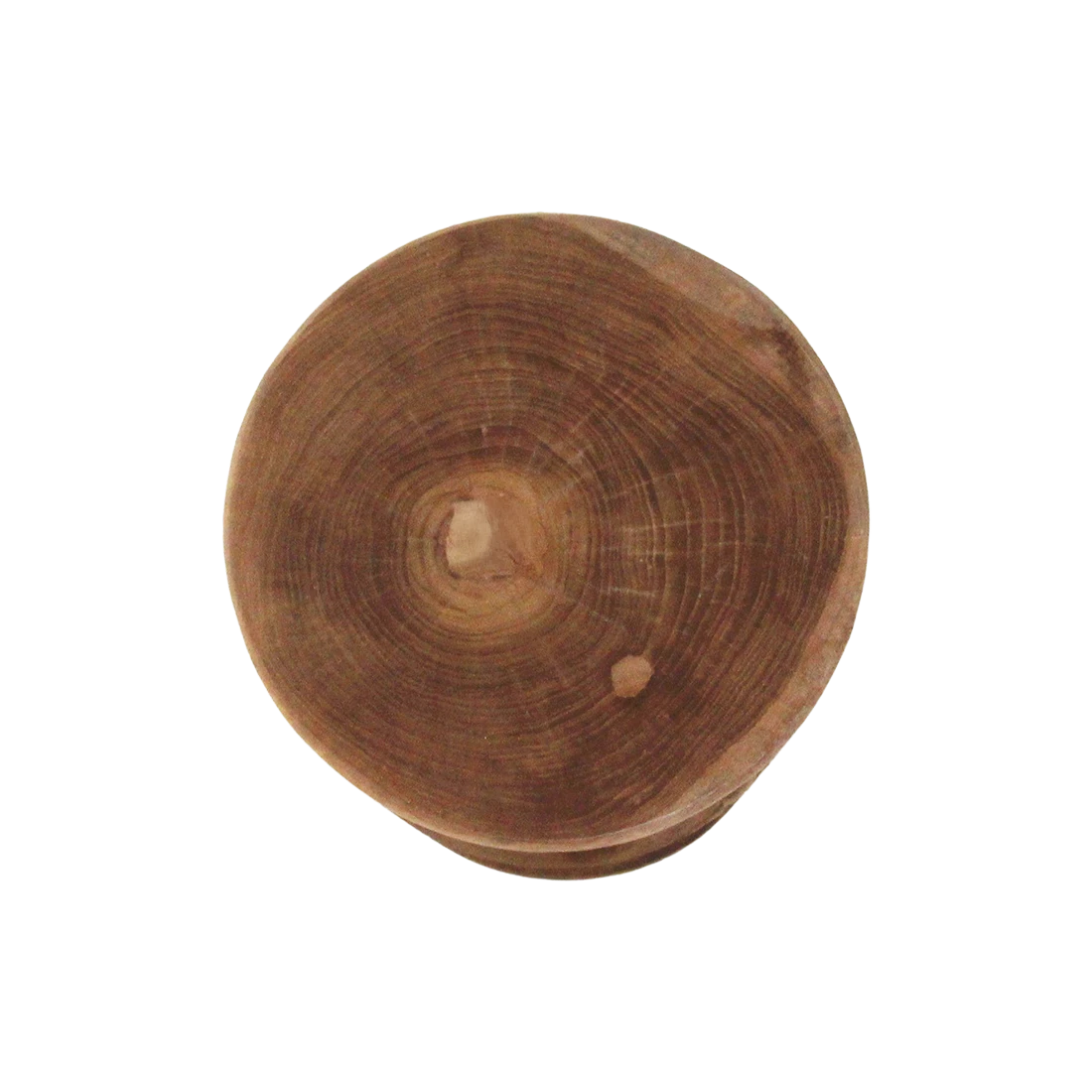 Kayu Living Rizo solid teak side table viewed from directly above showing natural wood grain patterns
