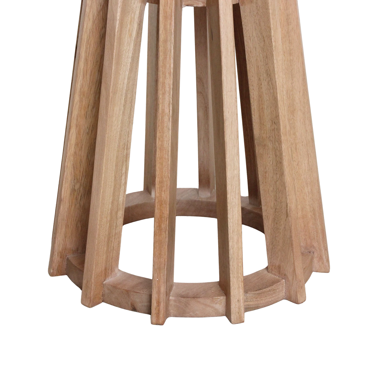 Kayu Living Sarawak side table featuring a structural open mango wood base with vertical slats