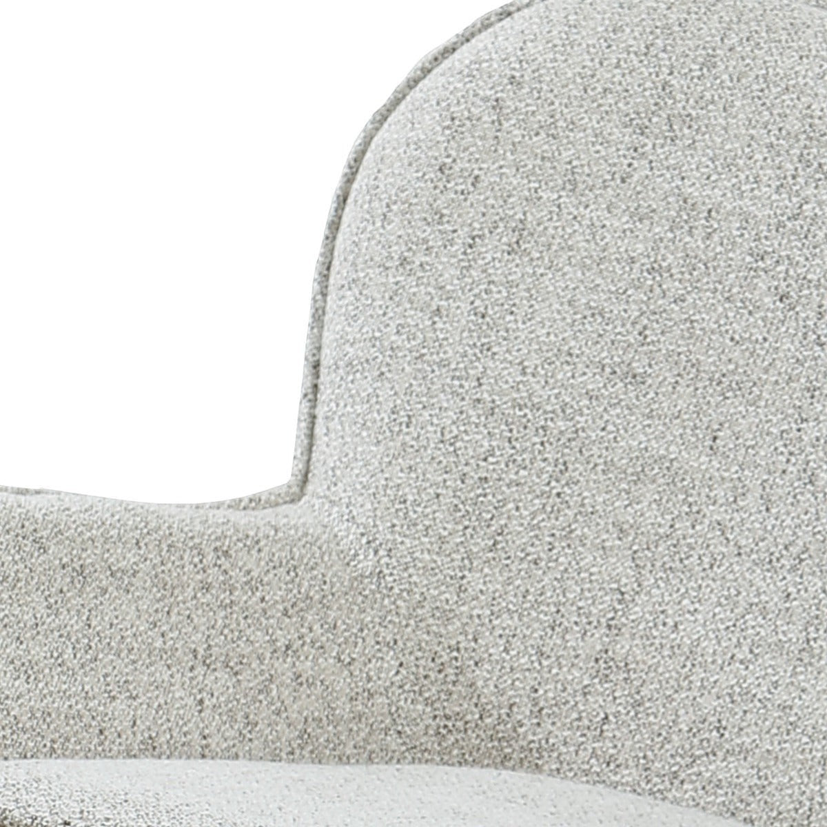 Kayu Living Sven Bisque swivel armchair featuring a textured light beige fabric and a sculptural curved backrest.