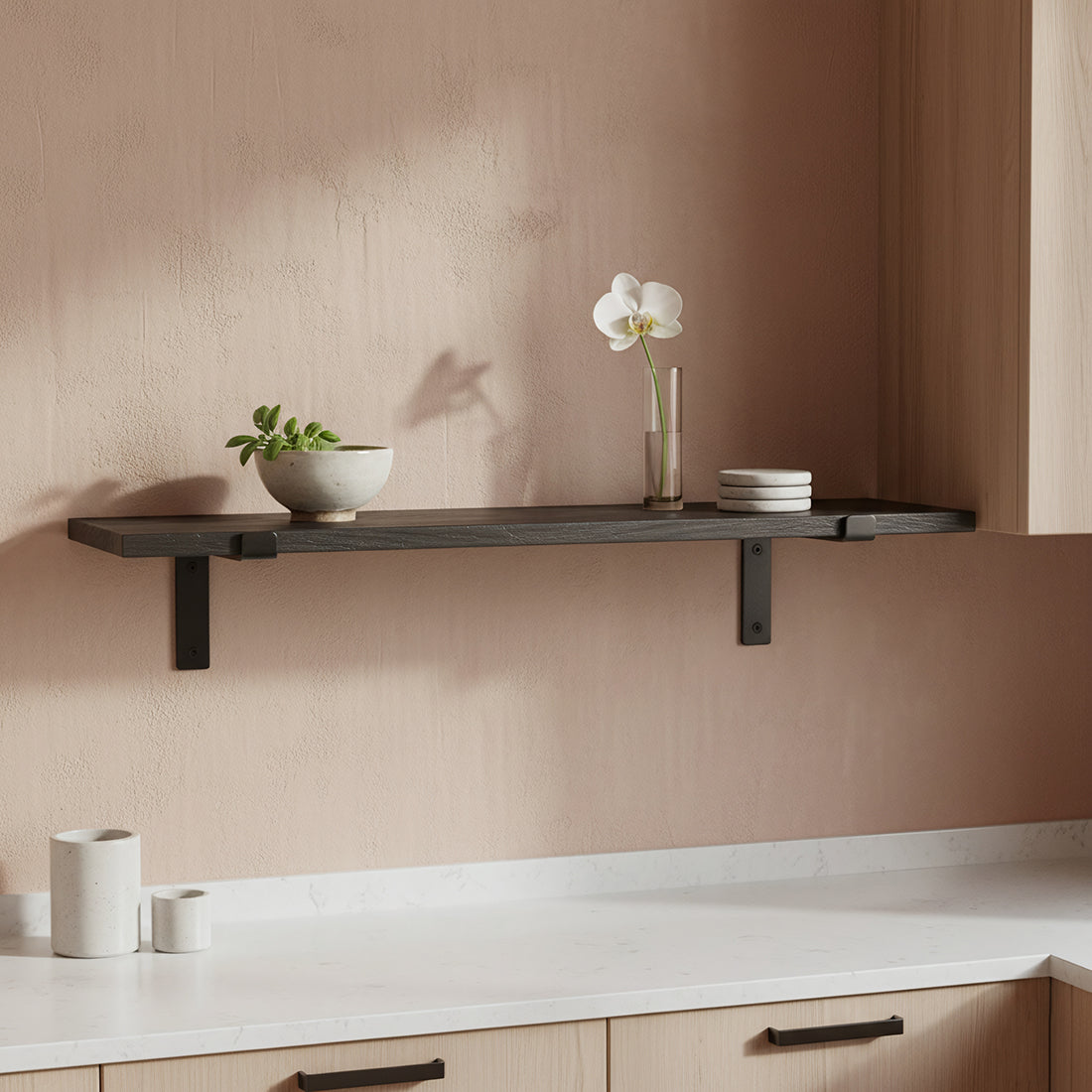Factory vägghylla svart - FSC-återvunnet trä - 80 cm