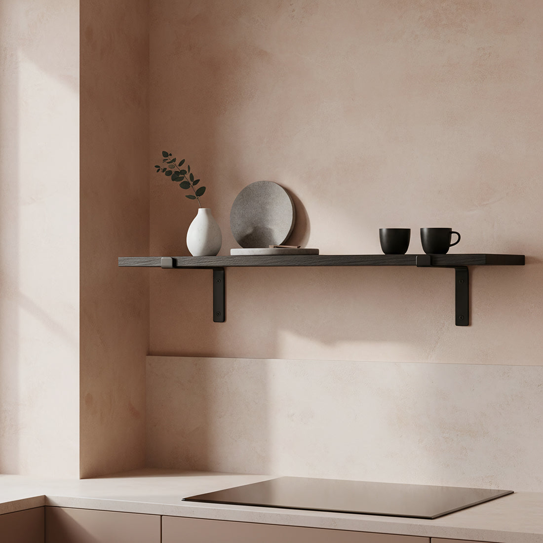 Factory vägghylla svart - FSC-återvunnet trä - 80 cm