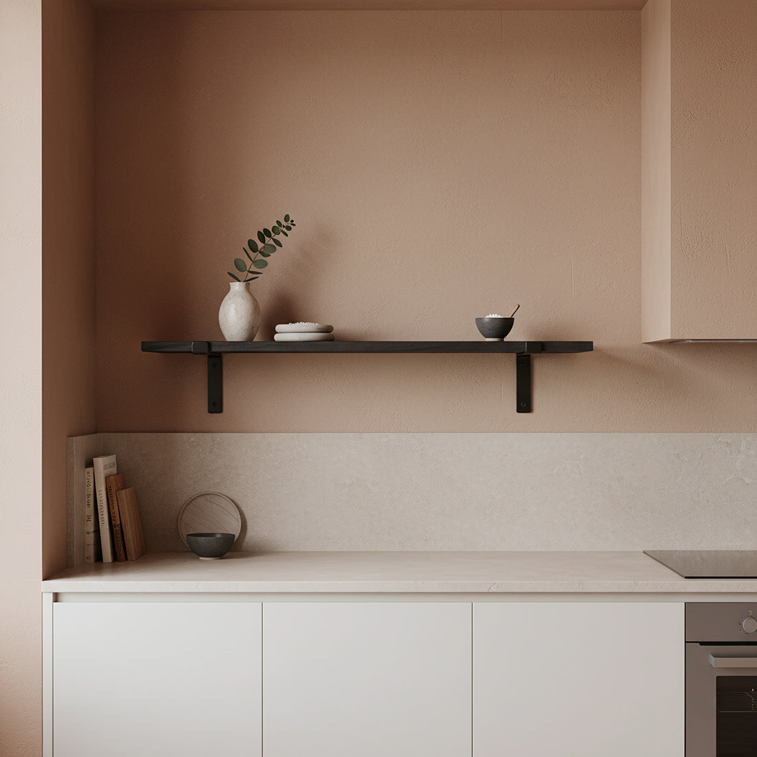 Factory vägghylla svart - FSC-återvunnet trä - 80 cm