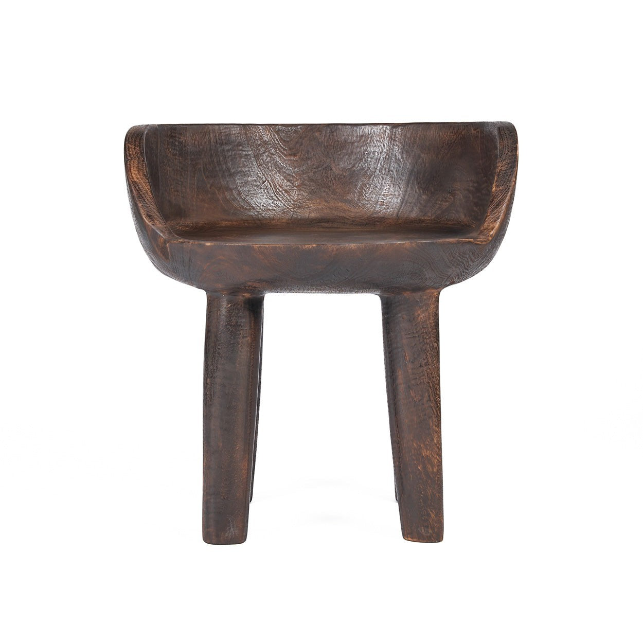 Dark walnut Bazar Bizar Antwerp The Sit Happens Low Chair with sleek, modern design and wooden legs.