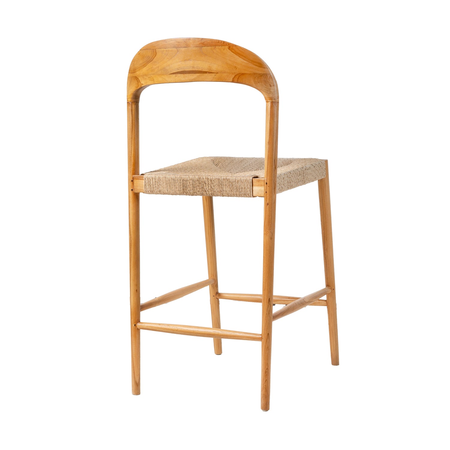 Counter Stool in Solid Teak and Handwoven Rope