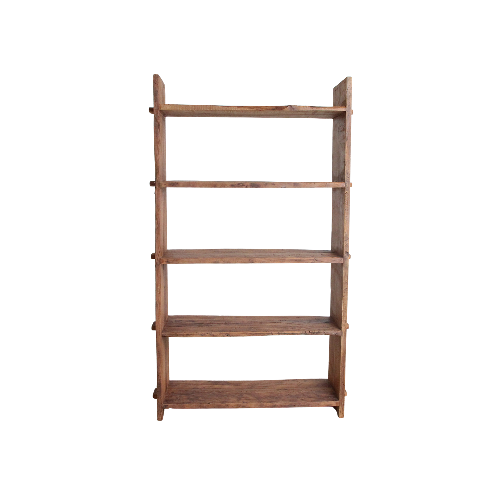 Raw Materials Farmwood storage rack with multiple wooden shelves for organized storage and rustic farmhouse style.