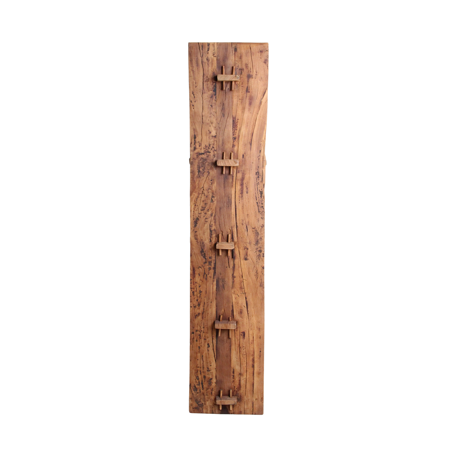 Raw Materials Farmwood storage rack with multiple wooden shelves for organized storage and farmhouse style.