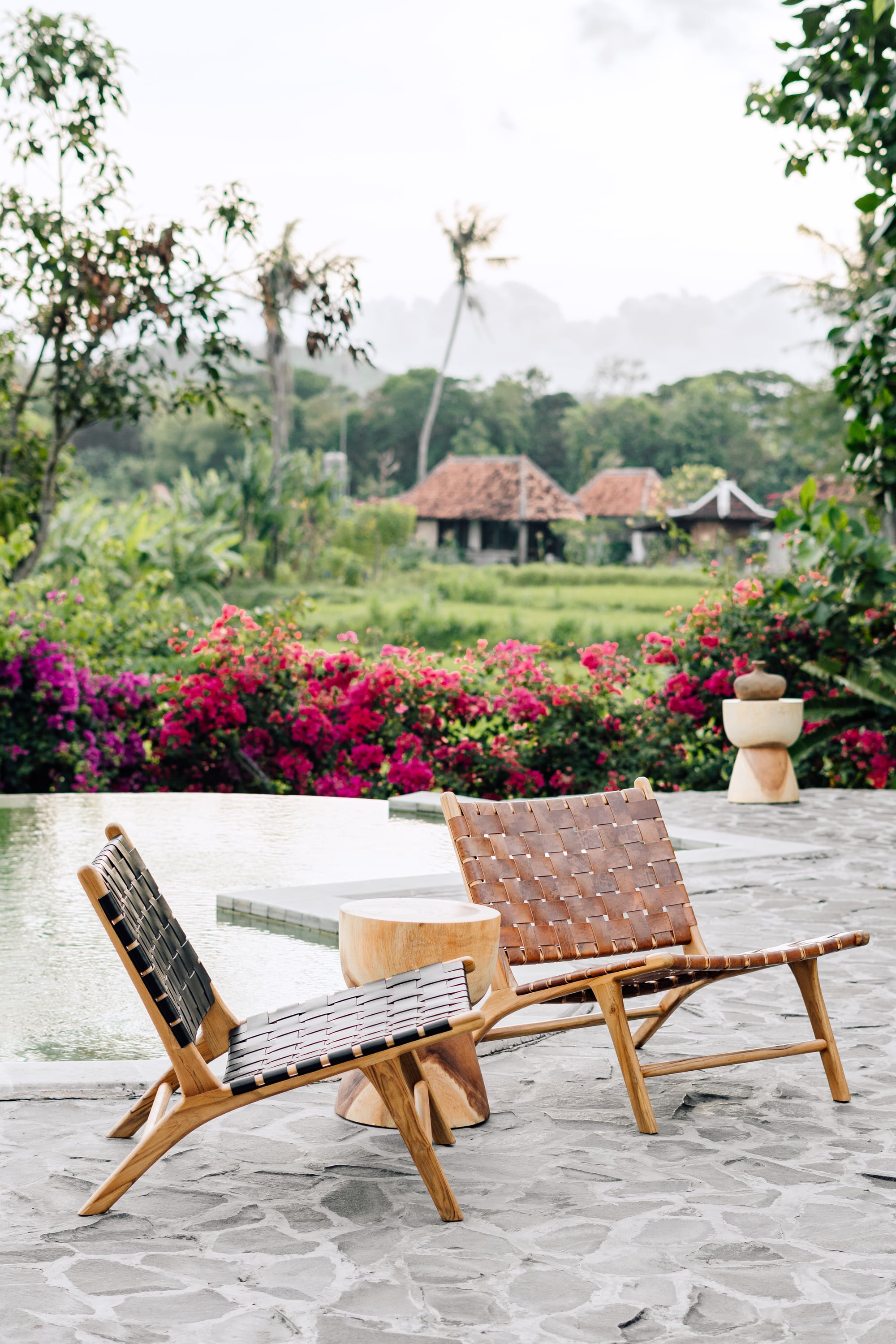 Lounge Chair in Solid Teak and Handwoven Leather