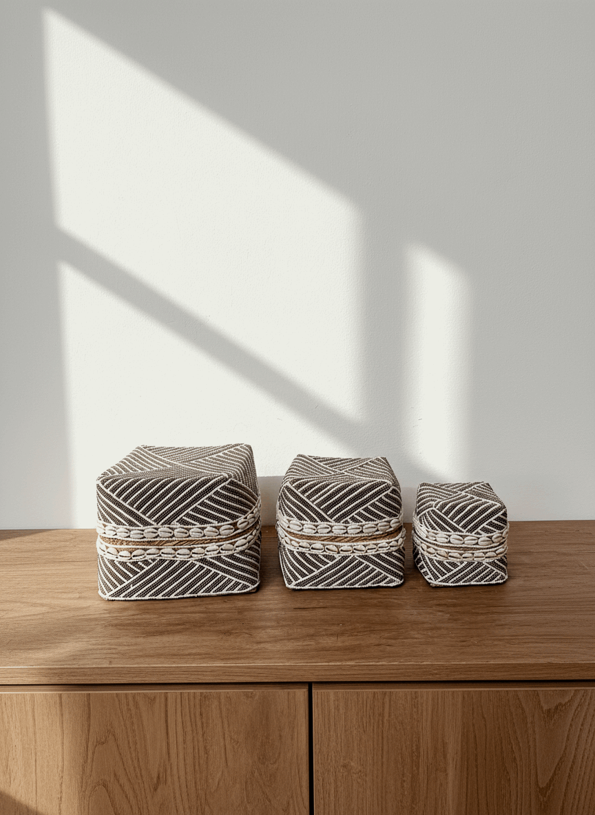 Beaded Box - Gold & White, Shells - Kayu Living