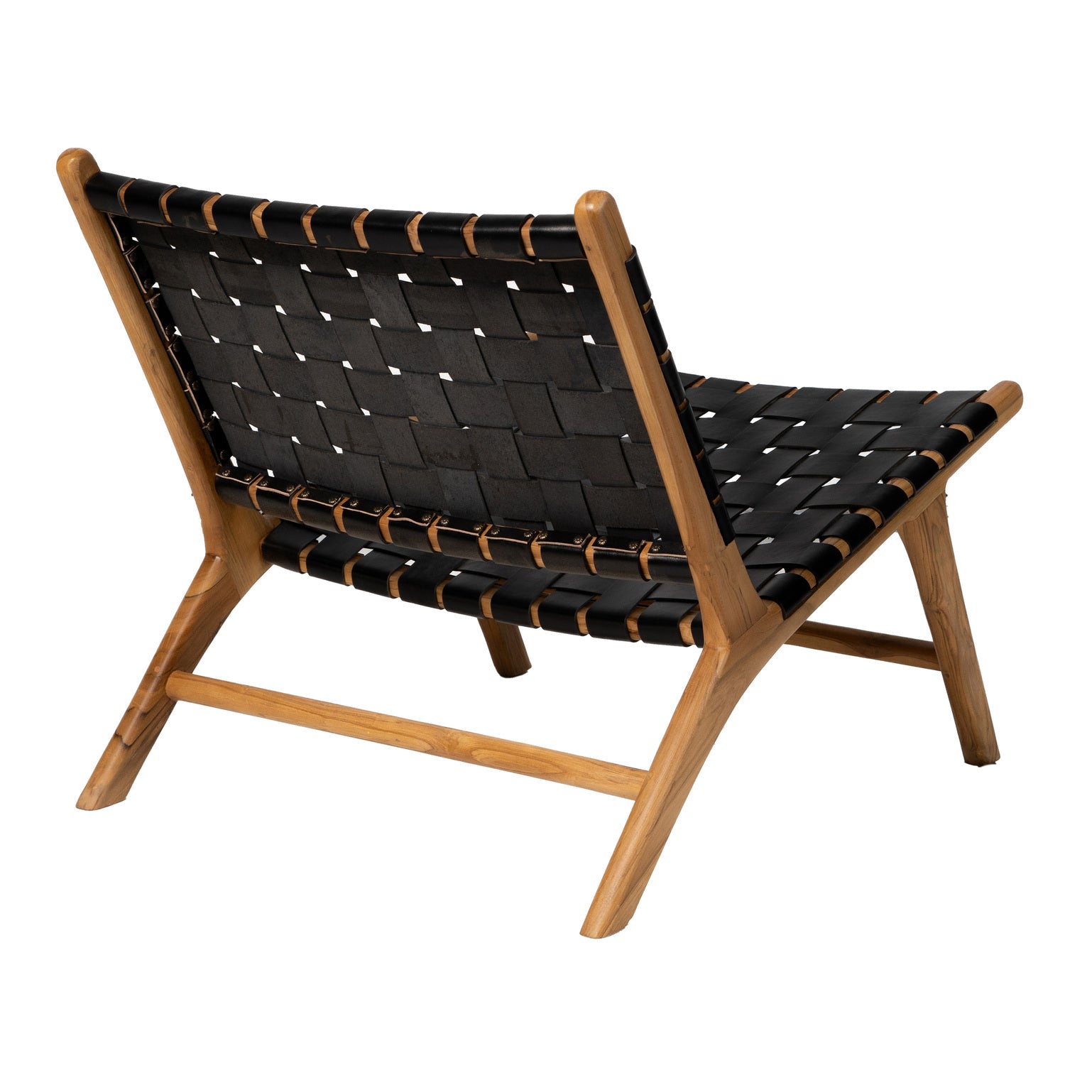 Lounge Chair in Solid Teak and Handwoven Leather