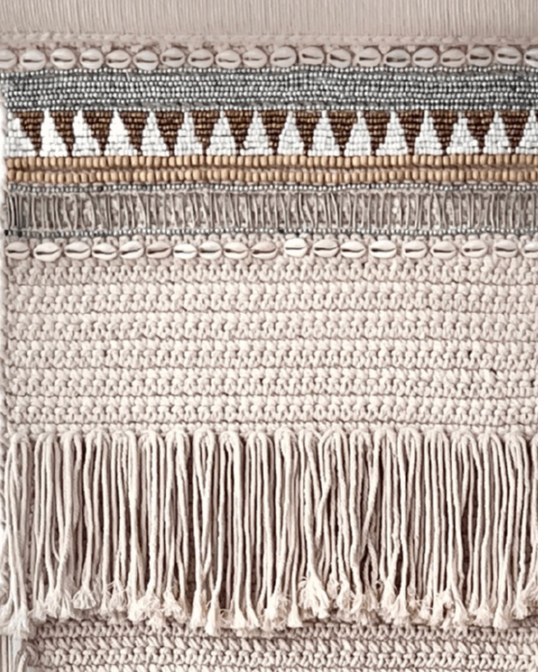 Macrame Wall Hanging - Beads & Shells, 100x55 cm - Kayu Living