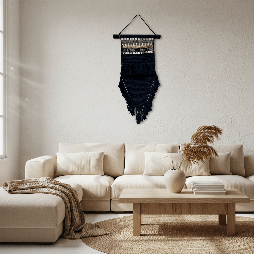 Macrame Wall Hanging - Beads & Shells, 70x30 cm - Kayu Living