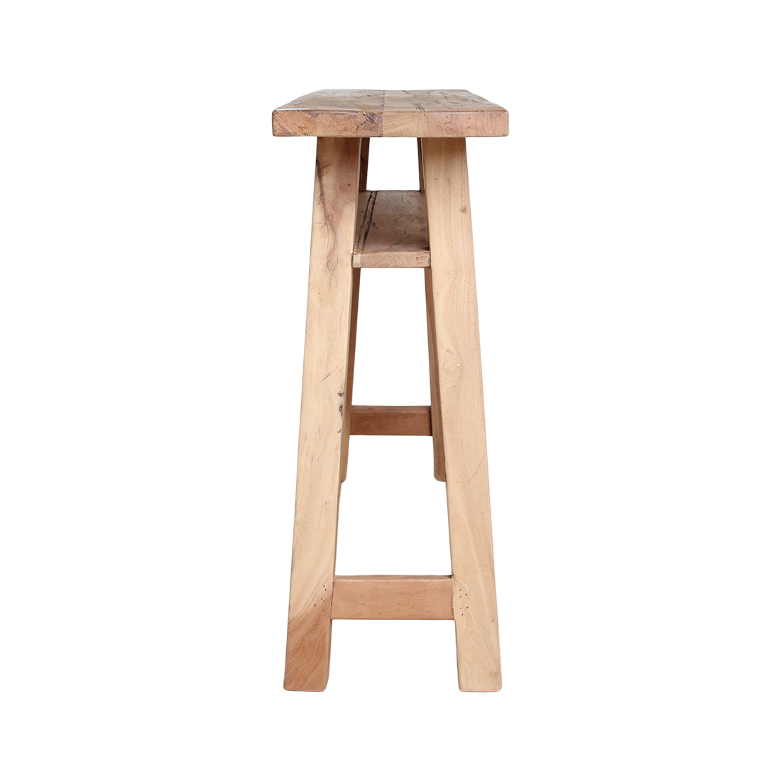 Raw Materials Farmwood console table with wooden finish, featuring sleek design and sturdy construction for entryway or living room use.