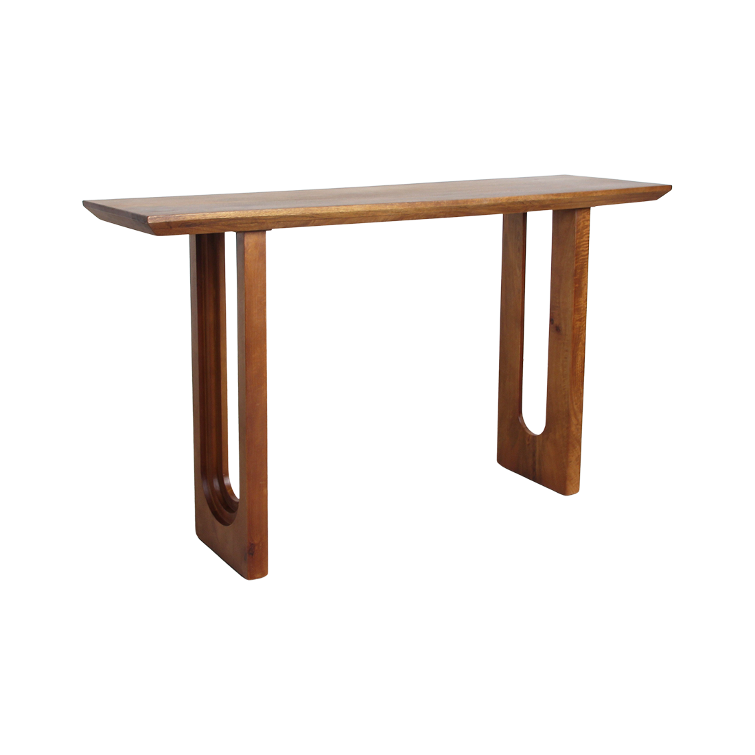 Raw Materials bullnose chamfered mango wood console table with sleek design and smooth finish, ideal for entryways or living rooms.