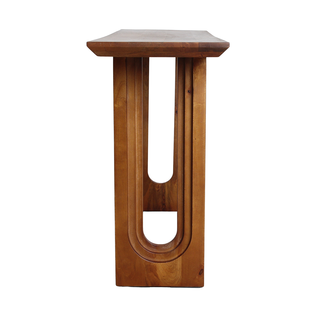 Raw Materials Bullnose Chamfered mango wood console table with sleek design and smooth finish, ideal for modern home decor.