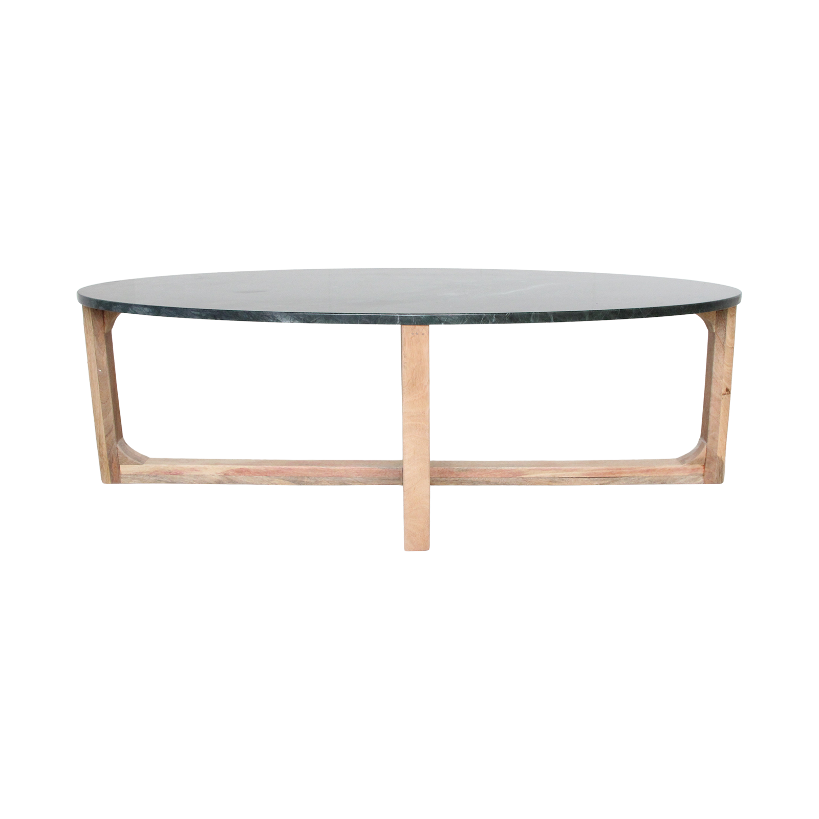 Green marble coffee table by Raw Materials featuring a sleek, modern design with smooth edges and a polished surface.