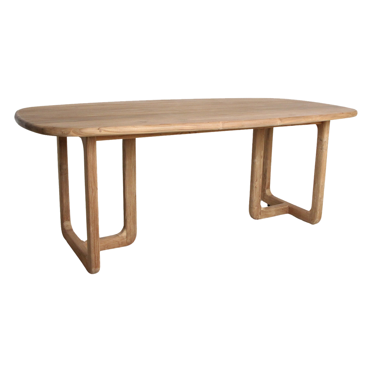 Raw Materials Invierno teak wood dining table, 200 cm, showing a sleek, natural finish and sturdy rectangular design.