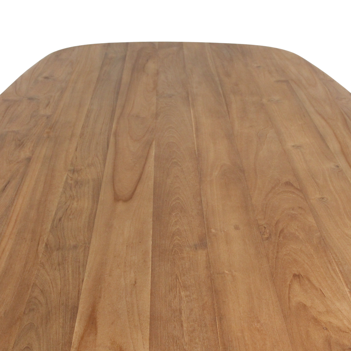 Teak wood dining table by Raw Materials, 200 cm long, featuring a sleek, natural finish and sturdy modern design.