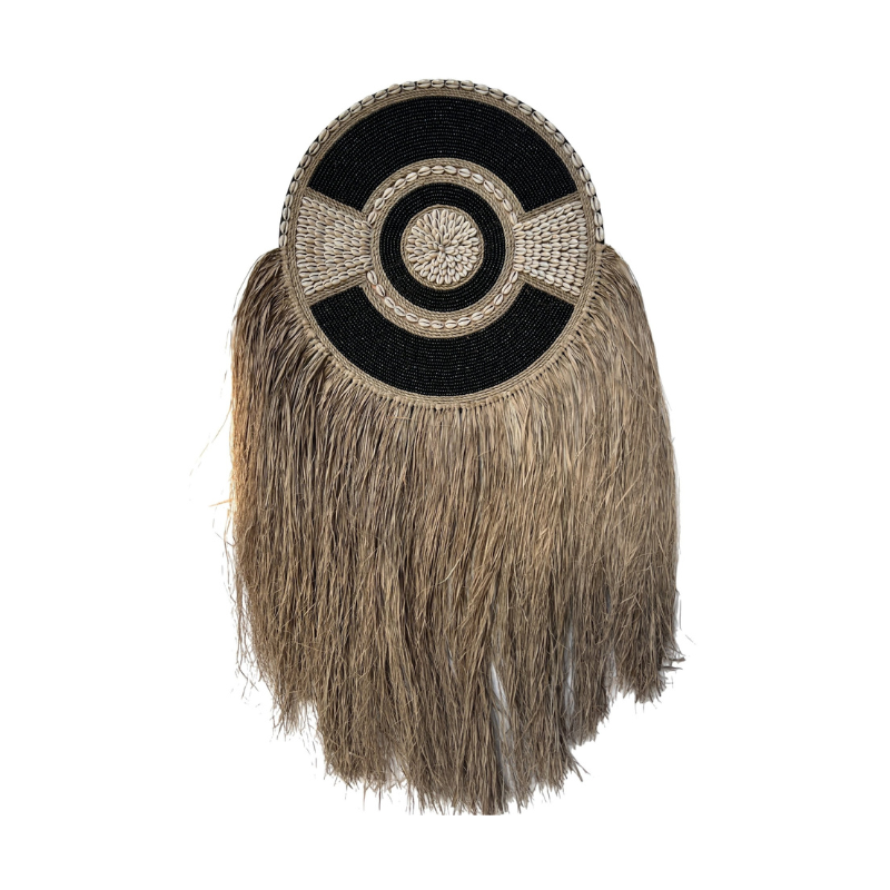 Beaded Shell & Seagrass Decor - Black