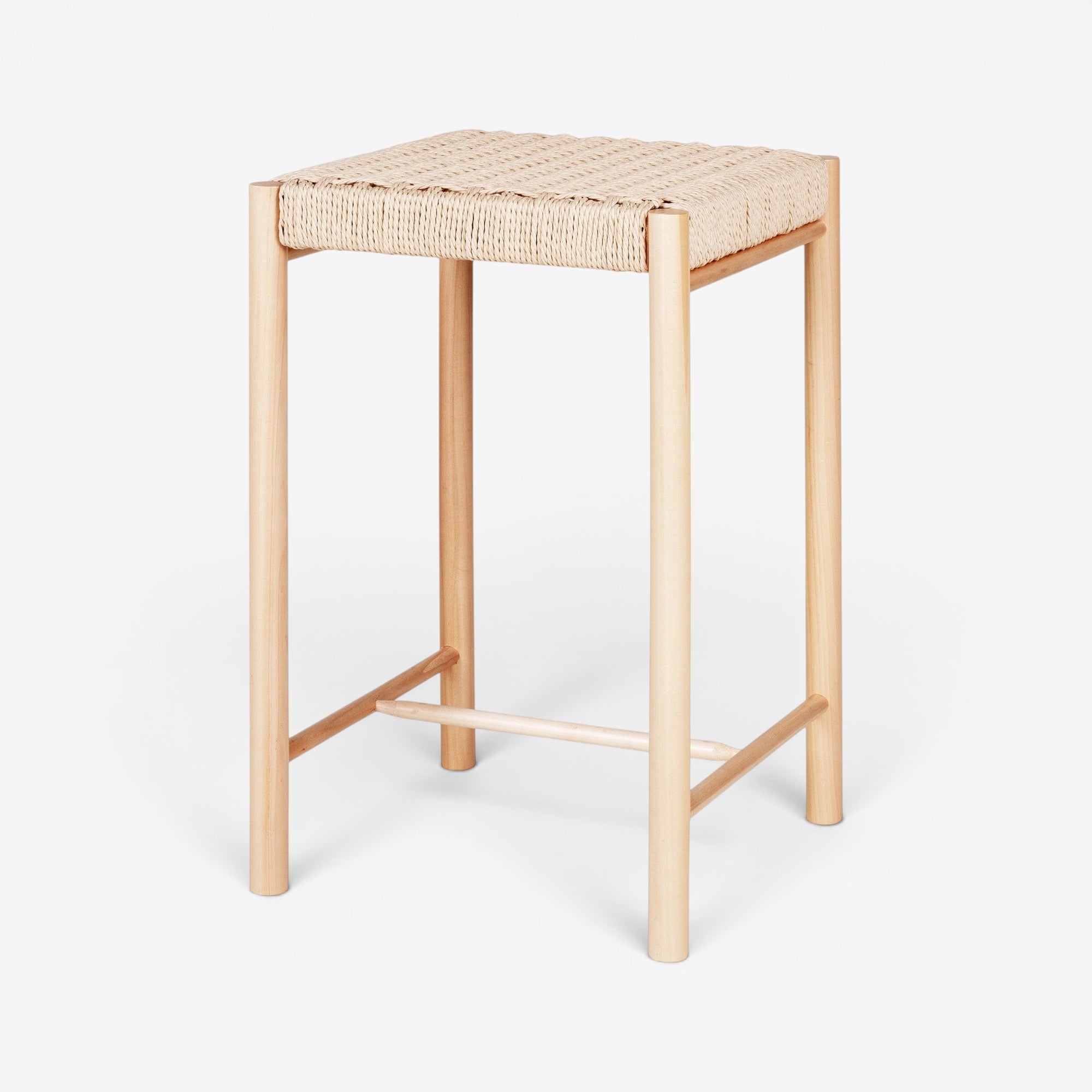 Kayu Living Abano Counter Chair with natural woven paper-cord seat and light wood frame. Nordic design.